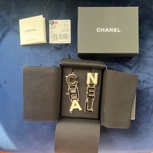 Chanel Black/White Logo Earrings